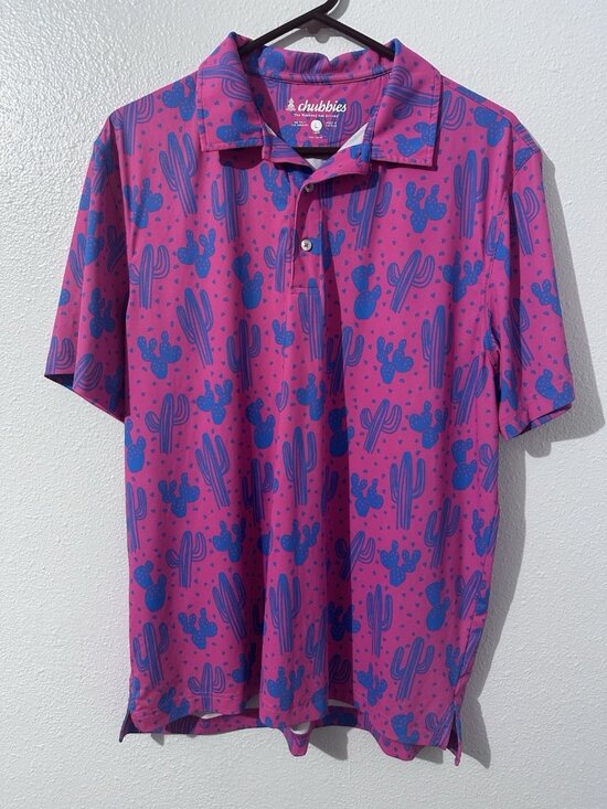 chubbies Other - Mens Chubbies Pink Cactus Polo Shirt Size Large Stretch Golf Preppy Desert